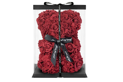 Maroon Rose Bear with Bow 25cm