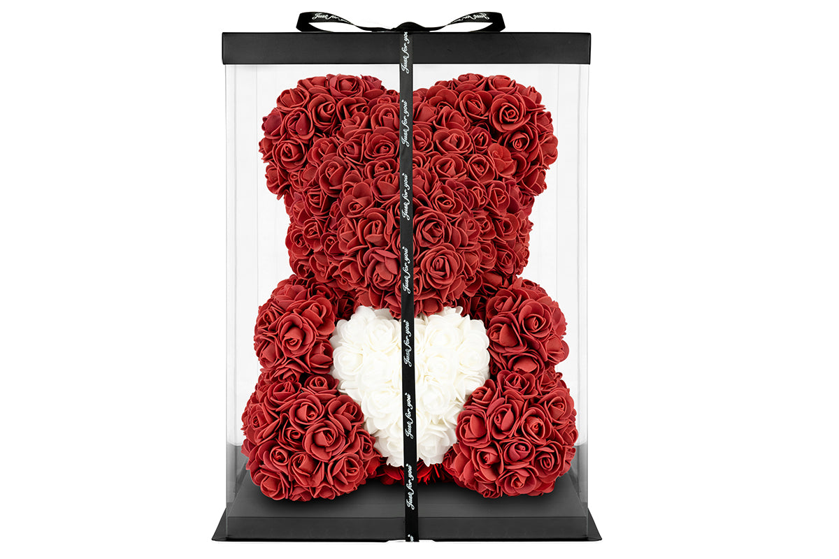 Maroon Rose Bear with Heart 40cm