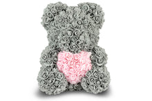 Load image into Gallery viewer, Grey Rose Bear with Pink Heart 40cm
