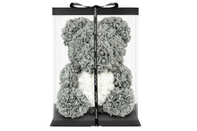 Load image into Gallery viewer, Grey Rose Bear with White Heart 40cm
