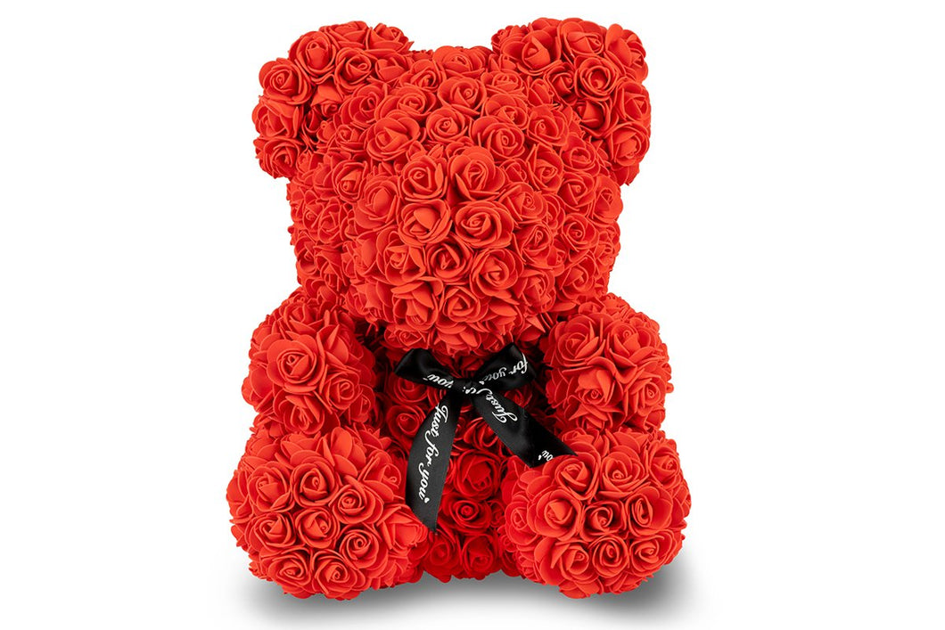 Red Rose Bear with Ribbon 40cm