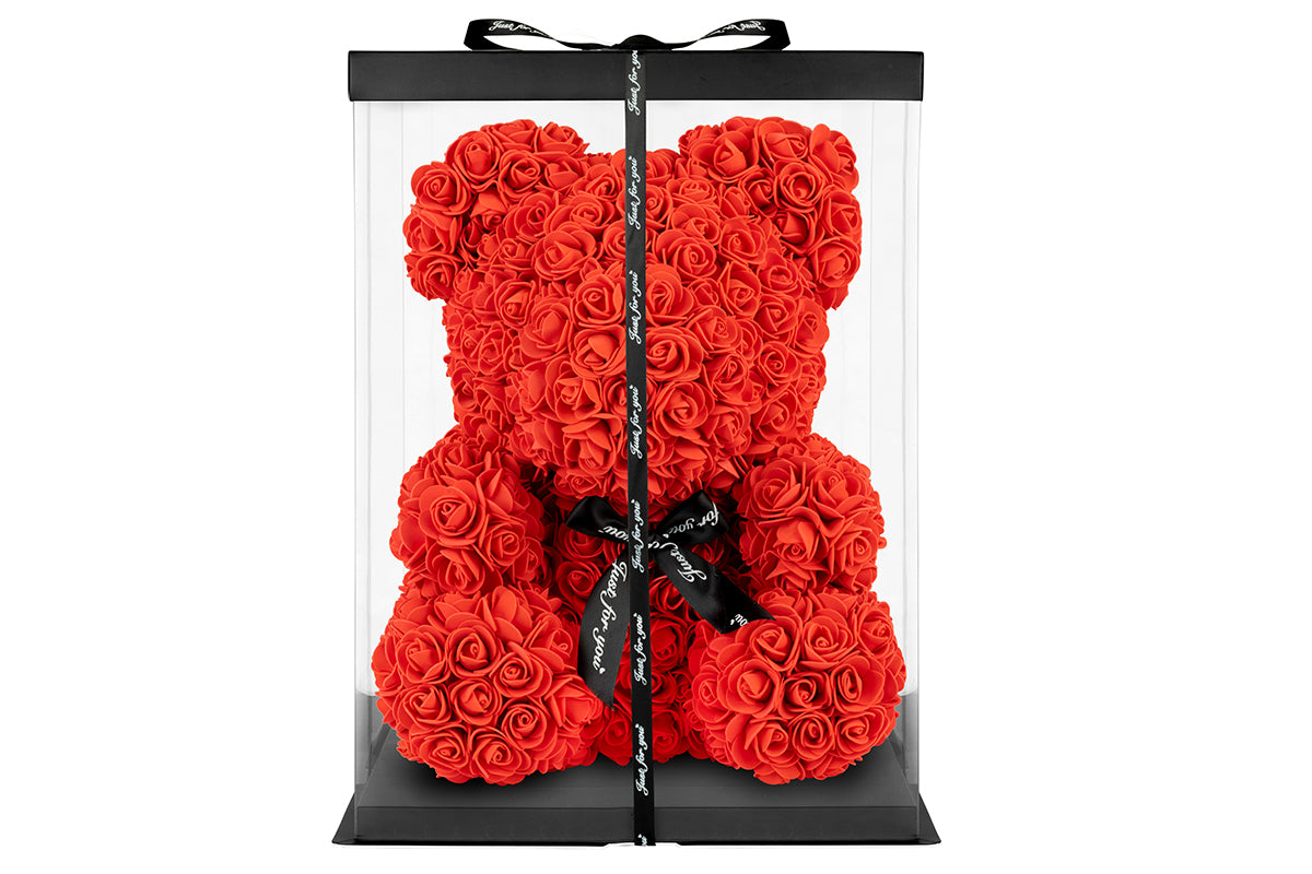 Red Rose Bear with Ribbon 40cm