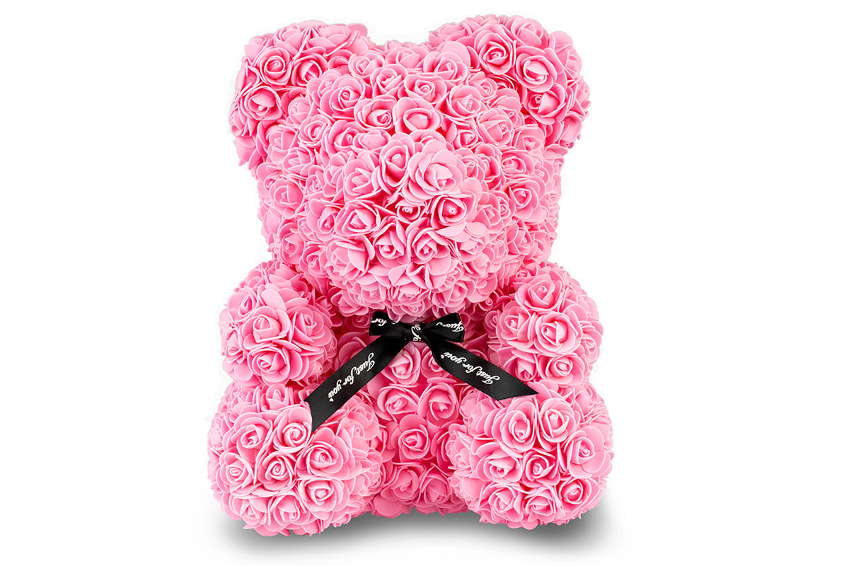Light Pink Rose Bear with Ribbon 40cm