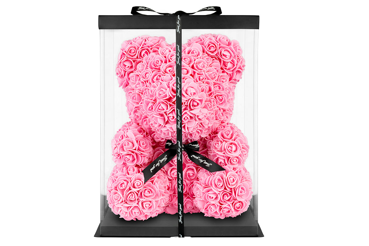 Light Pink Rose Bear with Ribbon 40cm