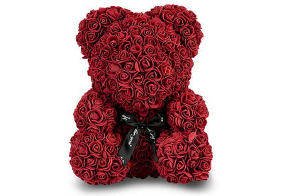 Maroon Rose Bear with Ribbon 40cm