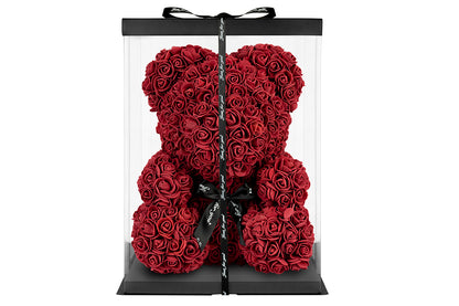 Maroon Rose Bear with Ribbon 40cm