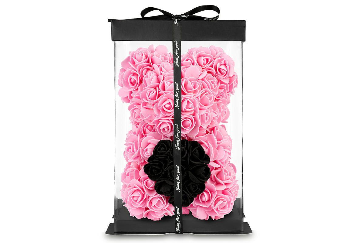 Pink Rose Bear with Heart 25cm