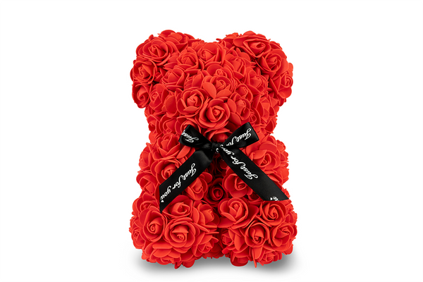 Red Rose Bear with Ribbon 25cm