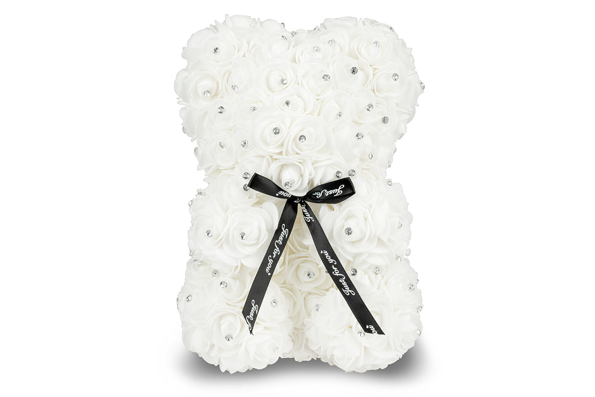 White Rose Bear with Diamond