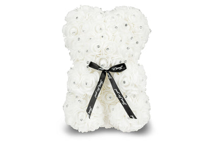 White Rose Bear with Diamond
