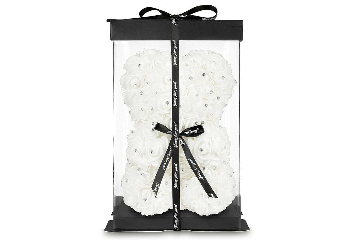 White Rose Bear with Diamond