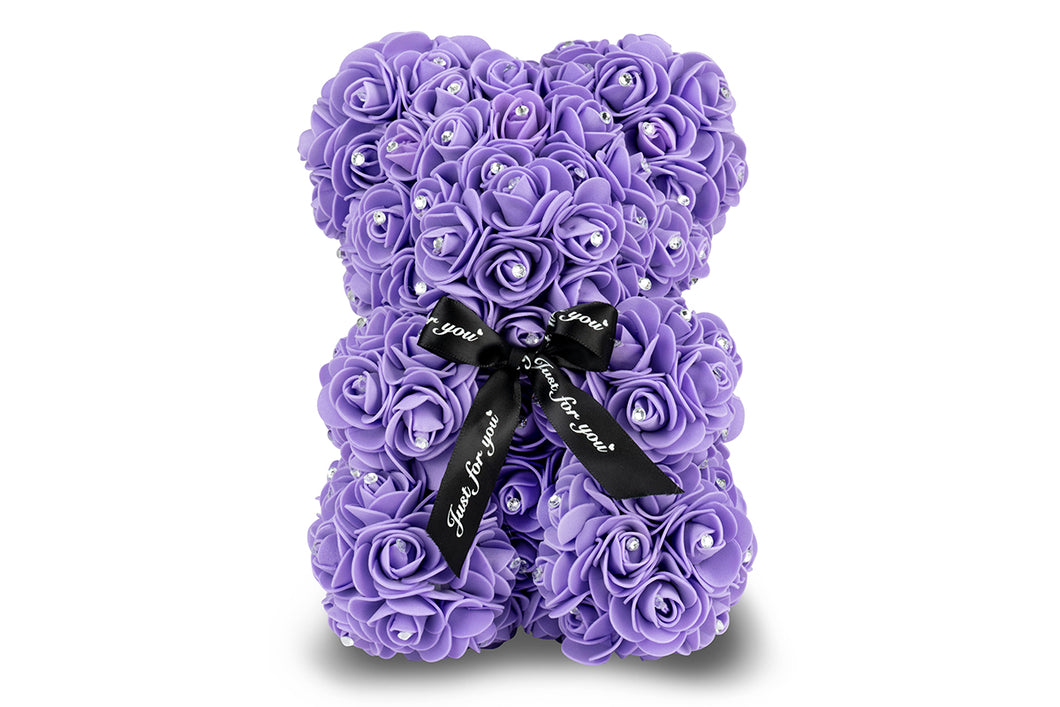 Purple Rose Bear with Diamond 25cm
