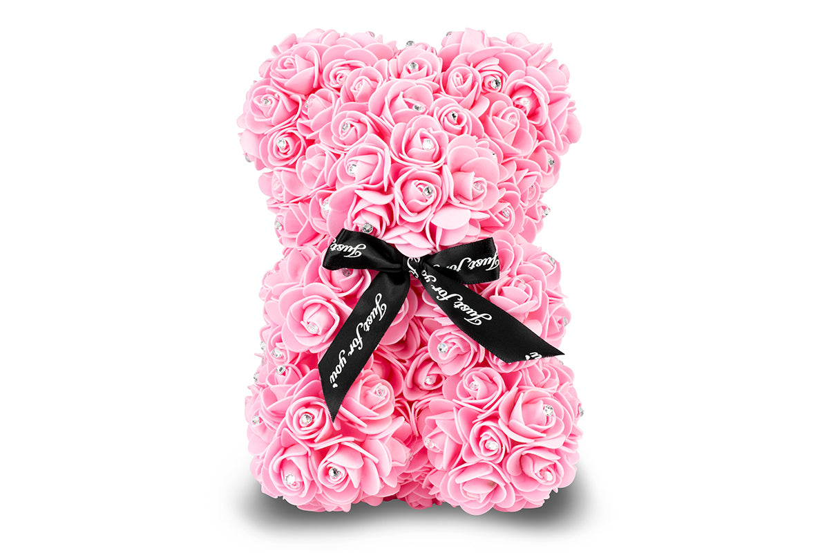Hot Pink Rose Bear with Diamond 25cm