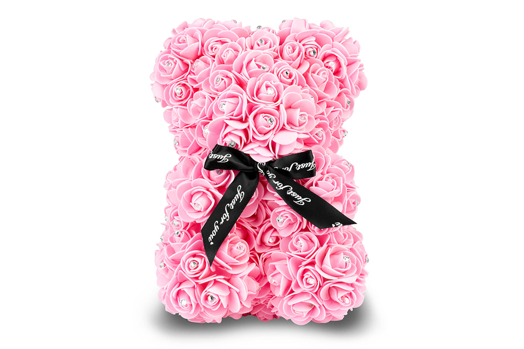 Hot Pink Rose Bear with Diamond 25cm