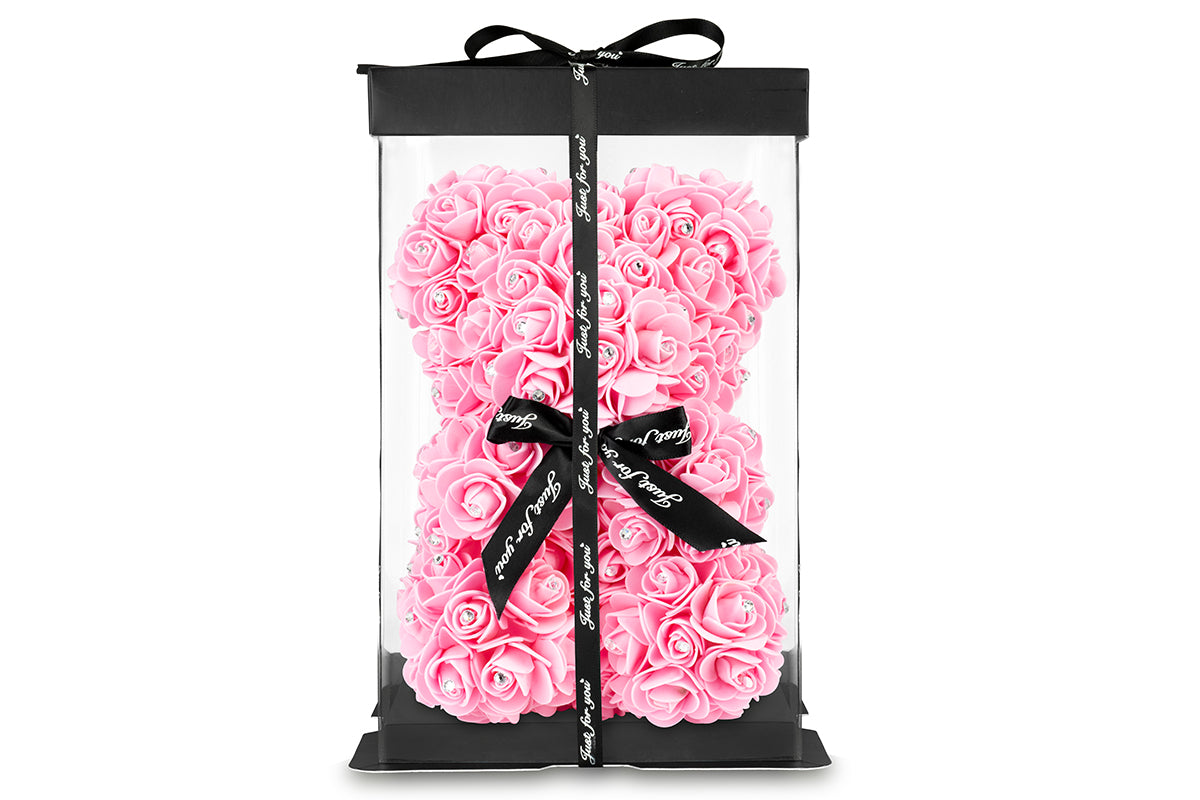 Hot Pink Rose Bear with Diamond 25cm