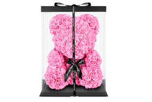 Load image into Gallery viewer, Hot Pink Rose Bear with Ribbon 40cm
