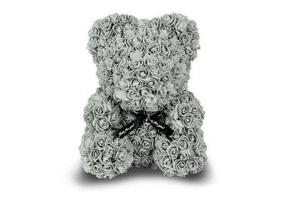 Grey Rose Bear with Ribbon 40cm