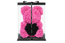 Load image into Gallery viewer, Hot Pink Rose Bear with Black Heart 40cm
